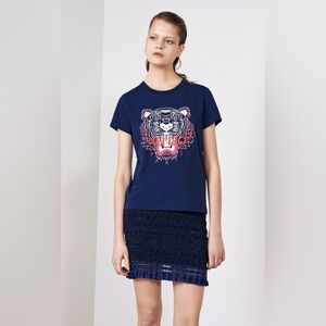 EUC Women’s Large/Men’s Medium Kenzo Graphic Tiger Print Cotton Tee Dark Navy